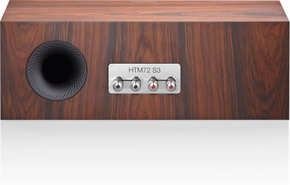 Bowers & Wilkins HTM72 S3 centrinė garso kolonėlė, mokinės spalvos, tamsaus medžio, juodos grotelės, 4 garsiakalbiai, sidabrinis valdymo skydelis