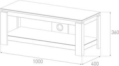 Sonorous HG1020 sort lakkeret TV-møbel, frontvisning, rektangulært, 100 cm langt, 40 cm dybt, 36 cm højt, 1 niche