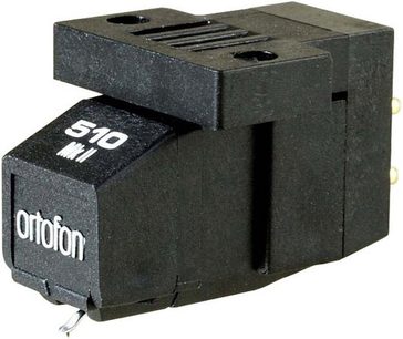 Pro-Ject Debut SE II sort pladespiller, set ovenfra i perspektiv, pickup og tonarm, S40 M-kontakt