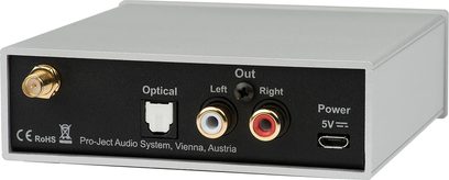 Pro-Ject Bluetooth Box S2 trådløs sender, sort, frontvisning, med optiske stik og 5V strømforsyning