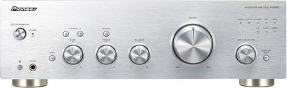 Pioneer A-50DA-S Silber Stereo-Hi-Fi-Verstärker, Frontansicht, Regler und Drehknöpfe, Lautstärkeanzeige, Kopfhörerbuchse