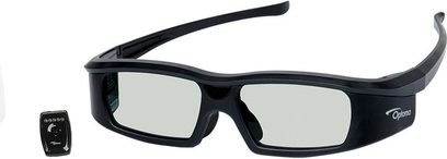 Ochelari 3D activi Optoma KIT RF negri cu emițător RF, pe fundal alb, vedere frontală