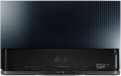 LG 55E6V fladskærms-TV, frontvisning, slukket, smal sort højglans ramme, rektangulær mat sort fod
