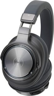 Åbent hovedsæt Audio Technica ATH-DSR9BT, venstre profilvisning, sort hovedbøjle og ørekopper, sølvfarvede drivere