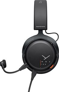 Beyerdynamic MMX 150 gaming headset, set forfra, sort cirkulær højre ørekop, fleksibel mikrofon, polstret hovedbøjle