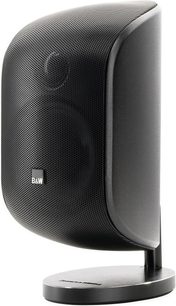 Kompakt Bowers & Wilkins MT80-D højttaler i sort, sort lakeret finish, set forfra, afrundet form, sort gitter