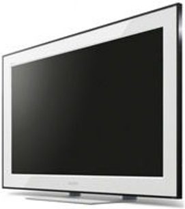 Sony KDL-40EX1 high-definition tv set set forfra, sort skærm, sølvfarvet ramme, sort fod