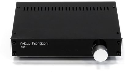 New Horizon ALE sort ekstern strømforsyning, set forfra, med drejeknap og jackstik til højre