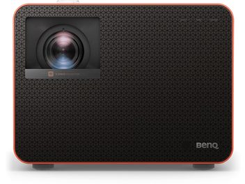 Projetor Benq X3100i, vista frontal, caixa retangular preta com grelha hexagonal, lente central circundada de vermelho
