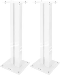 Enova HIFI MAJESTY 80 WH, bílá barva, 2 obdélníkové reproduktorové nohy, pohled zepředu, čtvercová základna, viditelné šrouby