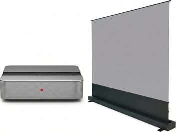 Itin trumpafokalis Leica Cine 1 pilkas vaizdo projektorius su motorizuotu iš grindų iškylančiu projekciniu ekranu