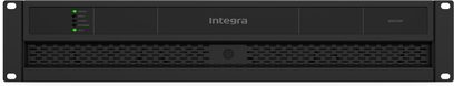 Integra 8500DSP-forsterker svart i rackformat, frontvisning med LED-indikatorer og ventilasjonsgitter