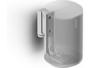 Λευκή επιτοίχια βάση Flexson για Sonos Era 100, με διάτρητη κυκλική βάση, κυρτό και λεπτό κάθετο βραχίονα