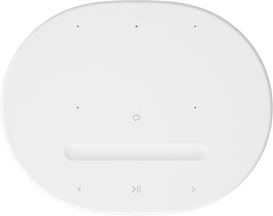 Baltais Sonos Move 2 pārnēsājamais Bluetooth skaļrunis, skats no augšas ar skārienpaneli un kapacitīvajām vadības pogām