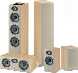 Focal Theva N°3-D Standlautsprecher-Set in hellem Holz, 5 Lautsprecher in verschiedenen Größen mit Treibern