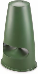 Cassa acustica da esterno Triangle Garden 7 verde, scocca conica in metallo liscio con finitura verde opaca e ampia apertura acustica circolare centrale, vista di tre quarti anteriore