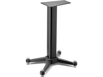 Zwarte metalen voetenset voor Focal Kanta N°1 luidspreker, rechthoekige basis, verticale cilindrische kolom, 4 bevestigingspoten