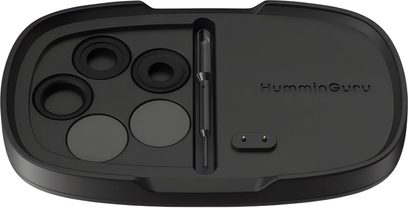 Bilancia per giradischi HumminGuru S-DUO Pro nera con piatto ovale, alloggiamenti circolari e stilo centrale