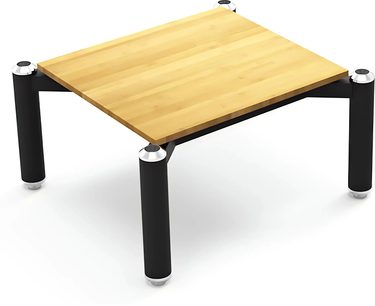 Estante adicional Norstone Design Spider III de bambú, estructura negra, estante rectangular de bambú, 4 patas cilíndricas