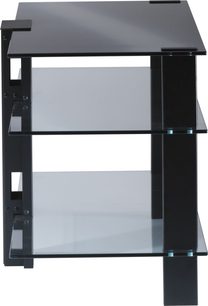 Erard Basik 2611 sort audio-/videomøbel, 3 glashylder, set lidt fra siden forfra