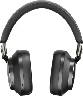Bowers & Wilkins Px8 sort circumaural hovedtelefon, set forfra, hovedbøjle og ørepuder i sort læder, sorte ørekopper