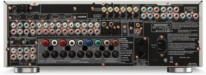 Marantz SR6003 hjemmebiograf-forstærker, bagside, analog og digital audio/video-tilslutning, antenner, højttalerstik