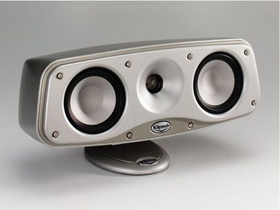 Klipsch RCX-4 sølvgrå centralhøjttaler, let skråt forfra, to højttalere og en diskant