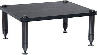 Prídavná polica Norstone Design COMO III, obdĺžniková, matné čierne drevo, 4 valcové kovové nohy v čiernej farbe