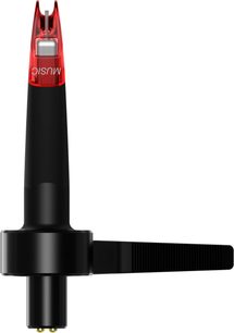 DJ-pladespillercelle Ortofon Concorde Music Red, sort kabinet, rød translucent nål, set forfra