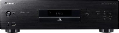 Lettore CD Pioneer PD-50-K nero, vista frontale, display digitale, pulsanti e manopola di controllo, vassoio CD