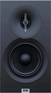Elac Debut 3.0 DB53 sort højtaler, mat plastikfront, vævet membranwoofer, horn-tweeter, forfra set