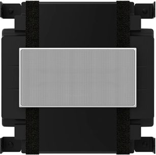 Indbygget subwoofer Bowers & Wilkins ISW-6, frontvisning, sort ramme, grå metalgitter, lodrette remme