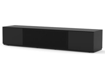 Mobile TV nero Sonorous STA200P, vista frontale, ante chiuse, finitura laccata lucida