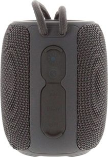 Cassa bluetooth Yourban Getone 25 grigia, vista frontale, superficie in tessuto a rete, pannello centrale con pulsanti e porte