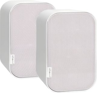 Pereche de boxe hi-fi compacte ArtSound UNI20 albe, formă dreptunghiulară cu colțuri rotunjite, fațadă cu grilaj metalic