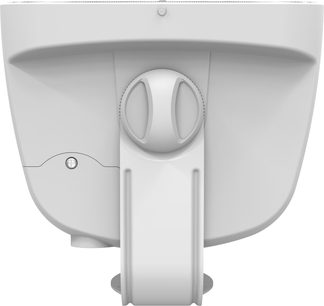 Witte Klipsch PSM-650-T buitenluidspreker, achteraanzicht met richtbare bevestigingsbeugel