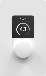 Controlador mural Integra ZC1 blanco con pantalla negra Zona 1 y gran perilla giratoria