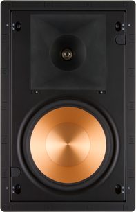 Schwarzer Klipsch PRO-180-RPW Wandeinbaulautsprecher mit kupferfarbenem Tieftöner, Vorderansicht