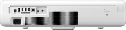 Samsung The Premiere SP-LSP7TFA hvid videoprojektor, bagside, HDMI- og USB-porte, ventilationsgitre