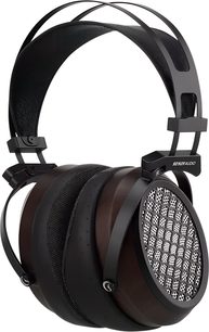 Sendy Audio Aiva 2 hi-fi headphones in black and brown, double-band headband, open earcups with metal grille