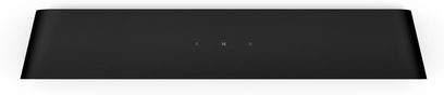Sonos Ray svart lydplanke, sett forfra, rektangulær langstrakt form, matt svart overflate, akustisk grill over hele lengden