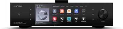 Leitor de áudio em rede EverSolo DMP-A8 Master Gen 2 preto, ecrã tátil a cores e grande botão rotativo no painel frontal