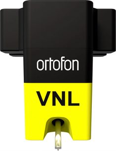 Cellule pour platine vinyle DJ Ortofon VNL DANCE noire et jaune, corps en plastique, aiguille apparente, vue de face