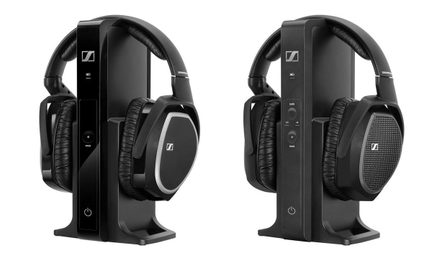Cuffie chiuse over-ear nere Sennheiser RS 175, vista frontale, padiglioni auricolari ovali, archetto imbottito