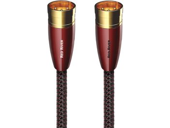 AudioQuest Red River XLR analog ljudkabel, röda kontakter med guldfinish och svart flätad mantel