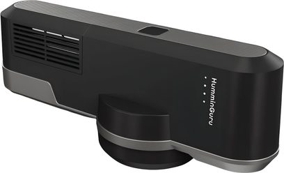 Antistatic treatment for vinyl HumminGuru ORBIT black elongated casing with rounded corners three-quarter view