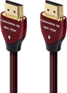 Audioquest Cinnamon 48 Gbps HDMI-kaapeli, punaiset ja mustat liittimet, kullatut kontaktit, paksu vaippa