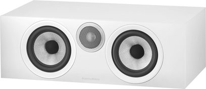 Hvit senterkanal-høyttaler Bowers & Wilkins HTM6 S3, 3 sirkulære høyttalerelementer, svart heksagonal grill
