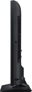 Samsung UE32H4000 sort fladskærms-TV, set fra venstre side, flad skærm, rektangulær base, tilslutningsmuligheder på bagsiden