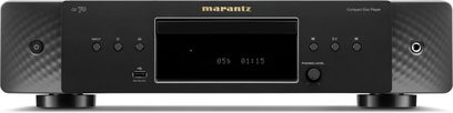Marantz CD 70 must kõrgtäpsusega CD-mängija, eestvaade keskmise ekraani, juhtnuppude ja kõrvaklapipesaga